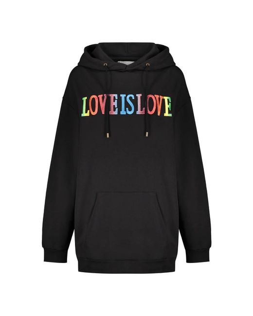 Alberta Ferretti Hoodies & Sweatvesten ,Zwart ,Katoen Katoenen Hoodie Met Kangoeroezak in het Black