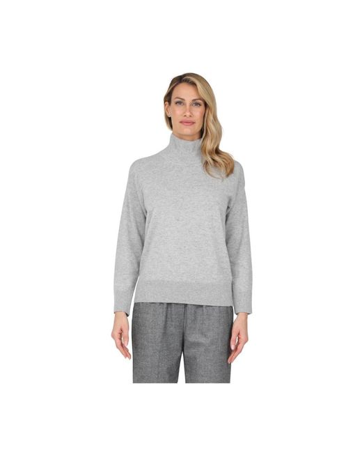 Alpha Studio Truien & Vesten ,Grijs ,Wol Lange Mouwen Hoge Hals Knoop Top in het Gray