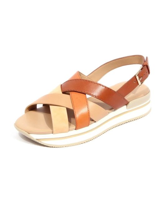 Hogan Brown Flat Sandals