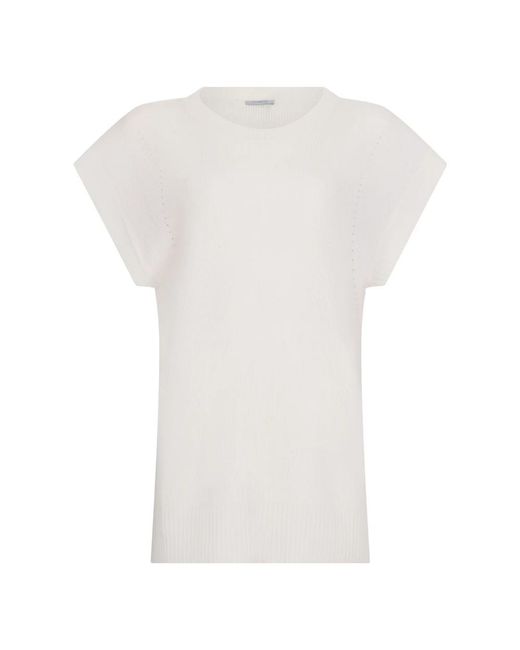 Malo White Kurzarmpullover