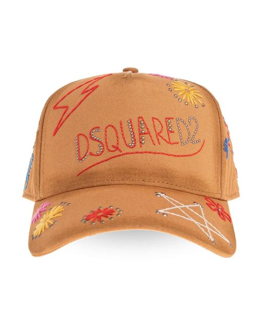 DSquared² Accessoires ,Bruin ,Katoen Pet Met Klep in het Orange voor heren