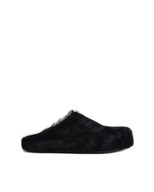 Marni Schoenen ,Zwart ,Leer Fussbett Sabot in het Black