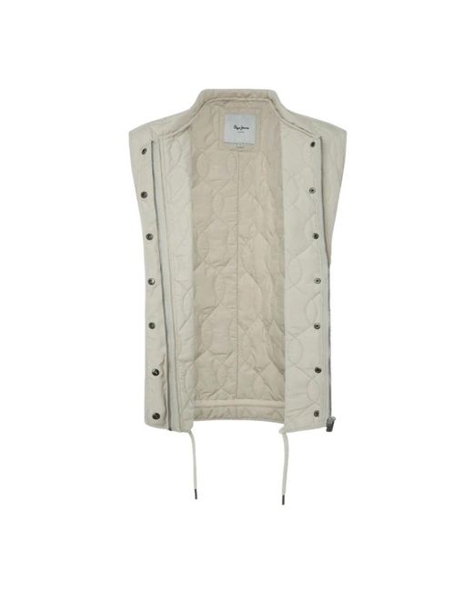 Pepe Jeans Jassen ,Grijs ,Polyester Gewatteerd Lichtgewicht Vest Met Ritssluiting in het Gray