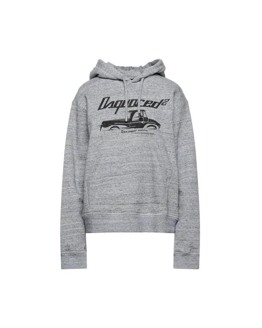 DSquared² Gray Heather Truck-Print Hoodie With Rhinestone Detail