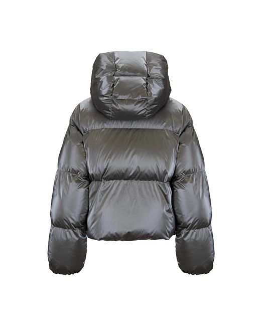 Elisabetta Franchi Jassen ,Grijs ,Polyester Korte Donsjas Met Hoge Kraag in het Gray