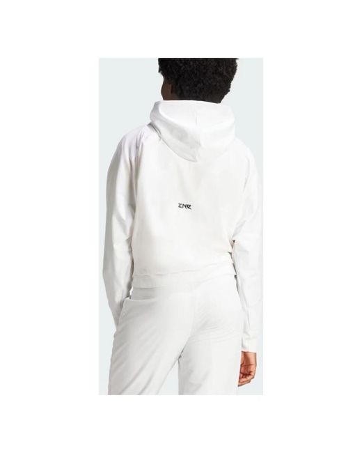 Adidas White Hoodie mit durchgehendem reißverschluss