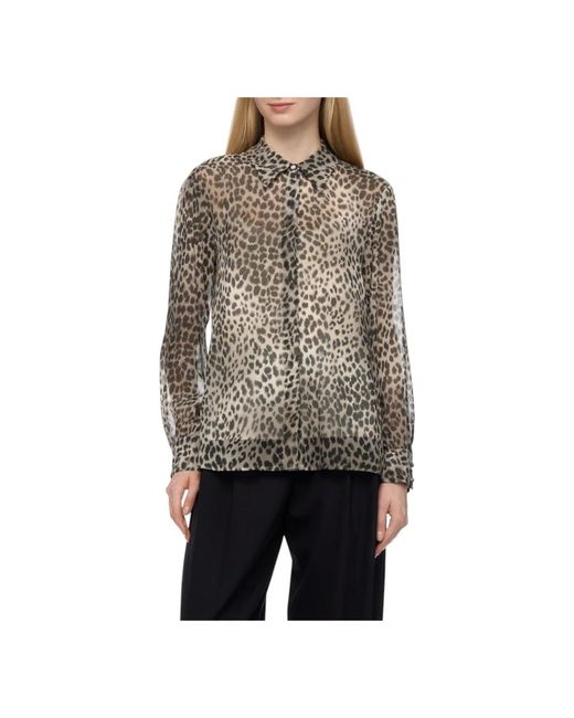 Max Mara Overhemden ,Bruin ,Leopard Print Shirt Valzer Style in het Multicolor