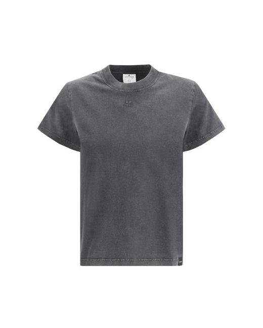 Courreges Monochrome Logo T-Shirt Korte Mouw in het Gray