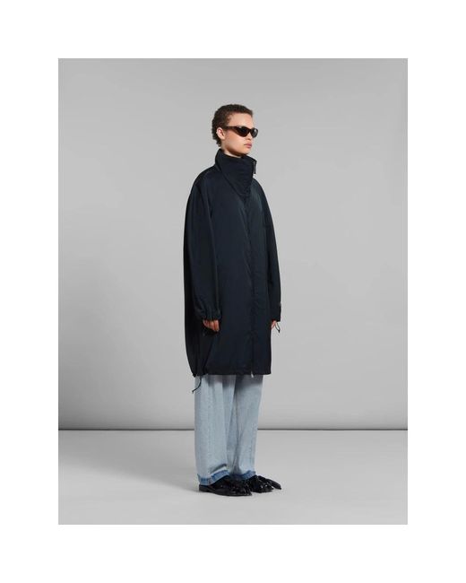 Marni Jassen ,Zwart ,Gathered Taffeta Parka in het Blue