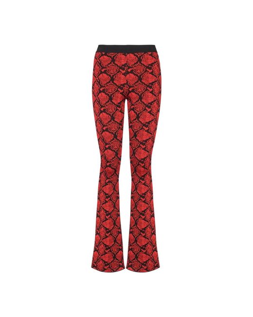 Balmain Red Bootcut-hose aus jacquard-strick mit pythonmuster