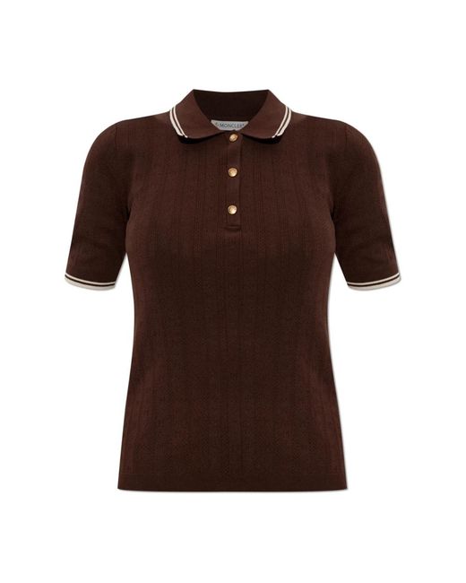 Moncler Brown Polo Mit Logo-Patch