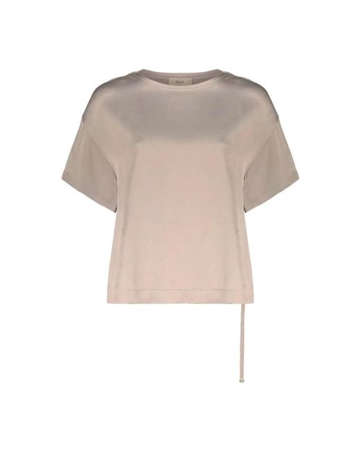 Herno Tops ,Asymmetrische Blouse Met Korte Mouwen in het Natural