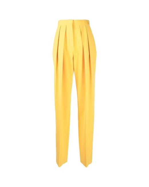 Stella McCartney Yellow Pleated Straight-leg Trousers