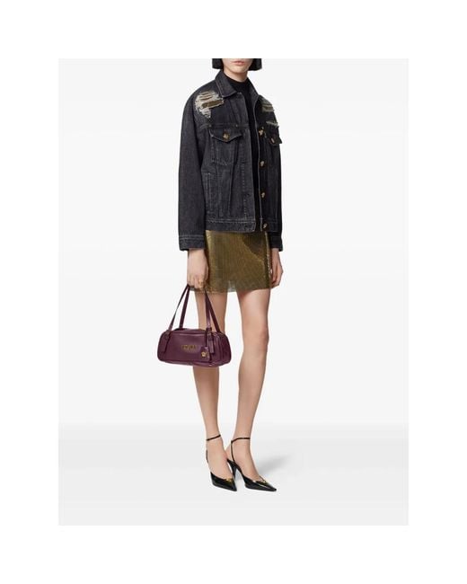 Versace Zwarte Denim Blouson Jas in het Blue