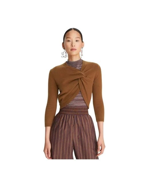 Tory Burch Brown Lässiger Kaschmirpullover Mit Raffung