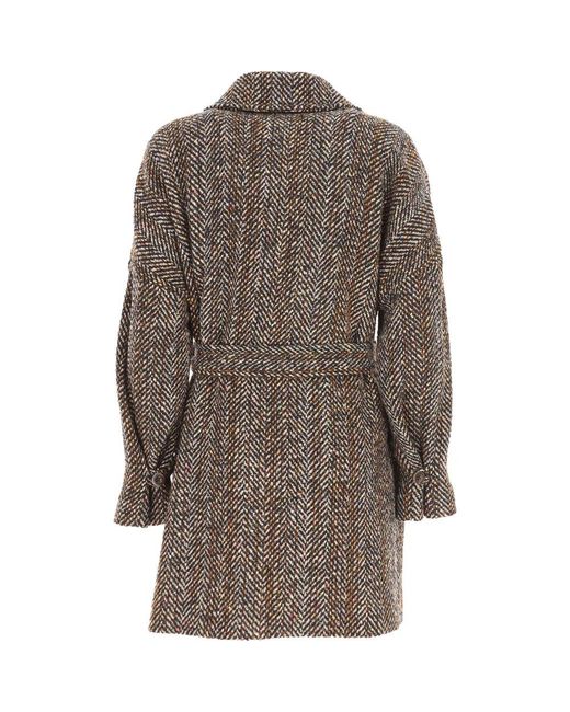 Alysi Brown Belted Coats