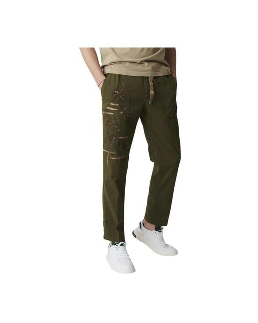 White Sand Green Slim-Fit Trousers for men