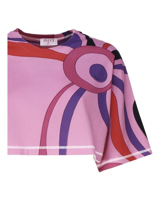 Emilio Pucci Purple Marble print cropped t-shirt rosa