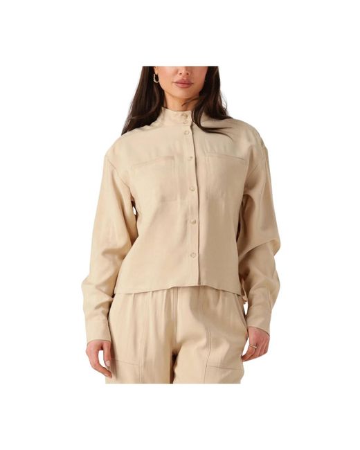 Moss Copenhagen Overhemden ,Polyester Selia Shirt Voor Vrouwen in het Natural
