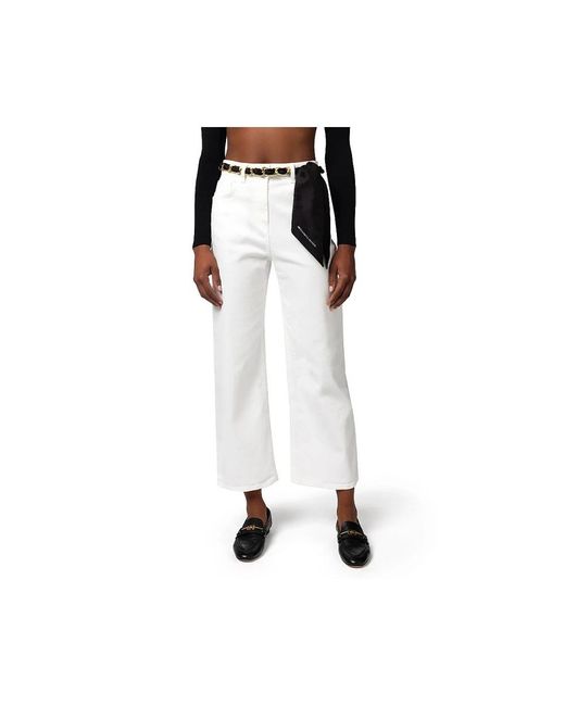 Cropped Jeans Elisabetta Franchi de color White