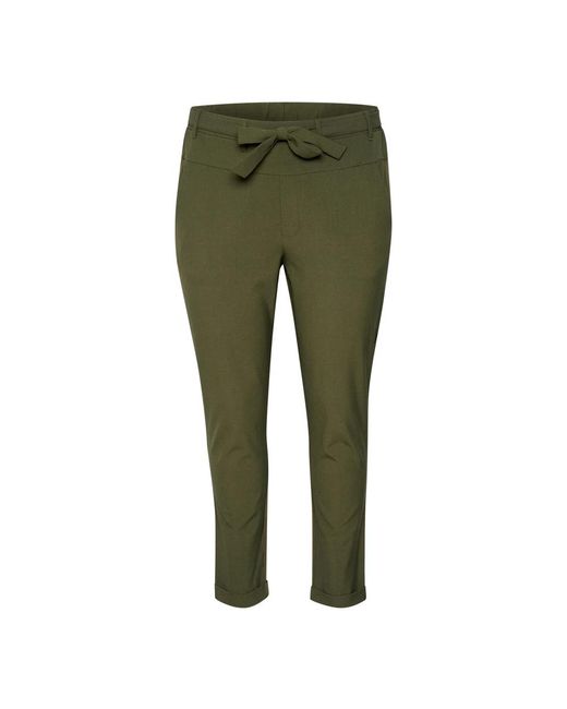 Slim-Fit Trousers Kaffe de color Green
