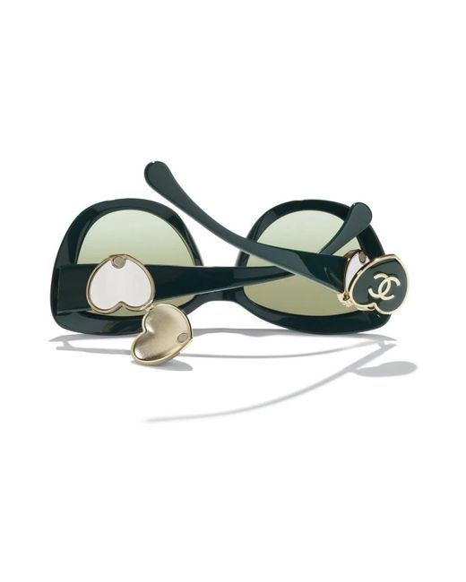 Chanel Green Ikonoische sonnenbrille mit einheitlichen gläsern