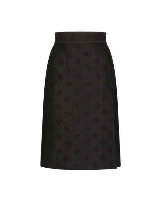 Dolce & Gabbana Black Quilted Jacquard Midi Skirt