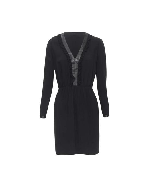 Saint Laurent Black Elegantes Kleid Mit Langen Ärmeln