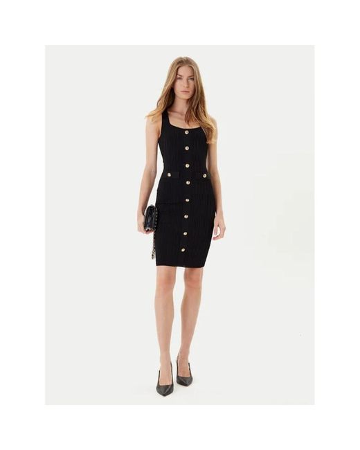Guess Black Kurzes Schwarzes Strickkleid Mit Goldenen Knöpfen
