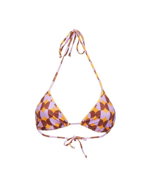LaDoubleJ Badmode ,Oranje ,Omkeerbare Triangel Bikini Top in het Red