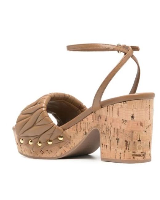 Miu Miu Brown Gesteppte logo-sandalen
