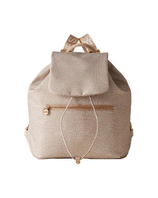 Borbonese Brown Rucksack Aus Technischem Stoff Mit Frontklappe