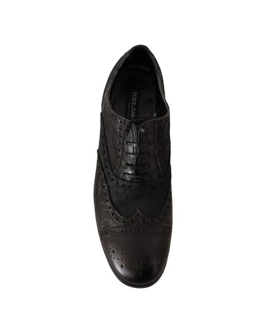 Dolce & Gabbana Schwarzes Leder Brogue Wing Tip Herren formelle Schuhe in Black für Herren