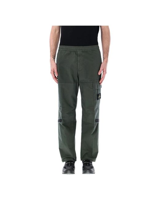 Stone Island Green Straight Trousers for men