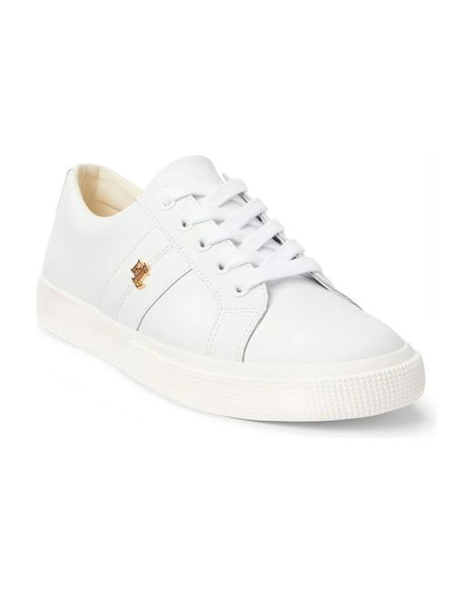 Sneakers in pelle bianca per donne di Ralph Lauren in White