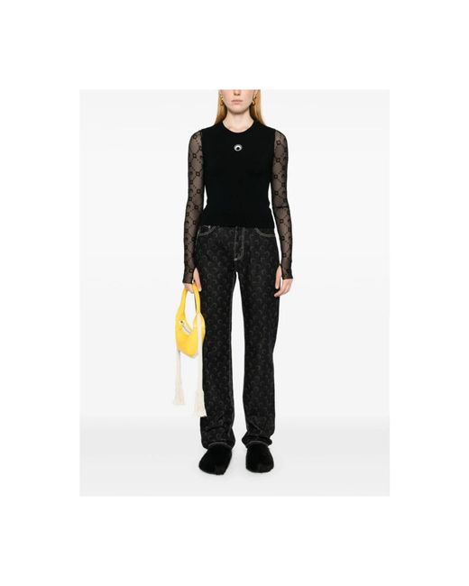 MARINE SERRE Black Sleeveless Tops
