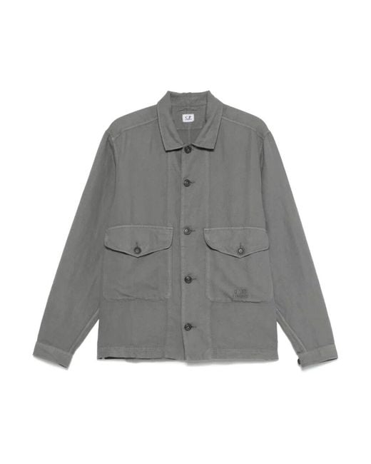C P Company Twill Overshirt in Gray für Herren