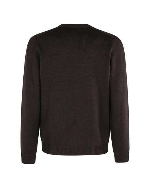 Roberto Collina Brauner Rundhalsausschnitt Langarm Pullover in Black für Herren