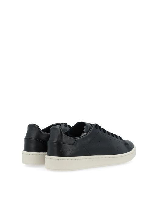 Y-3 Schwarzer Leder-Sneaker in Blue für Herren