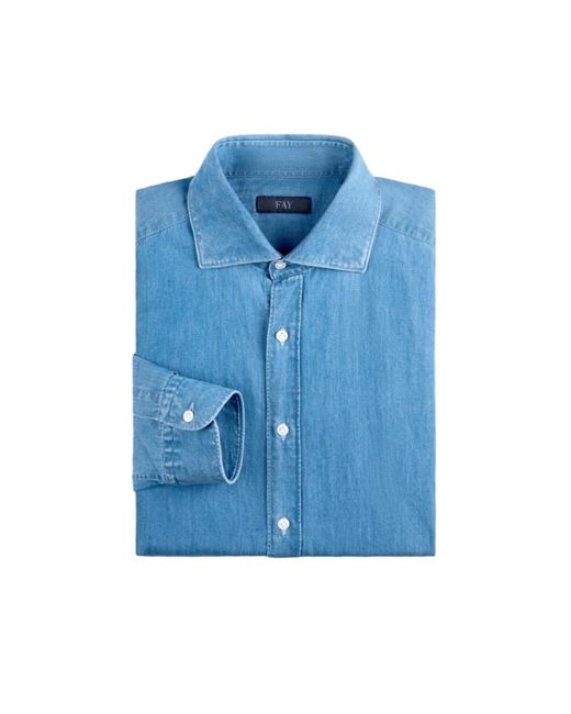 Fay Blue Denim Shirts for men