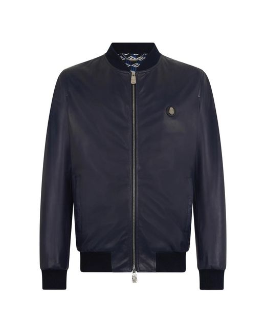 Billionaire Jassen ,Blauw ,Leer Nappa Leather Bomber Basic in het Blue voor heren