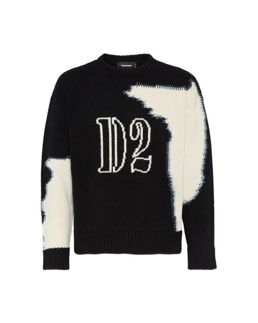DSquared² Zweifarbiger Rundhalspullover in Black für Herren