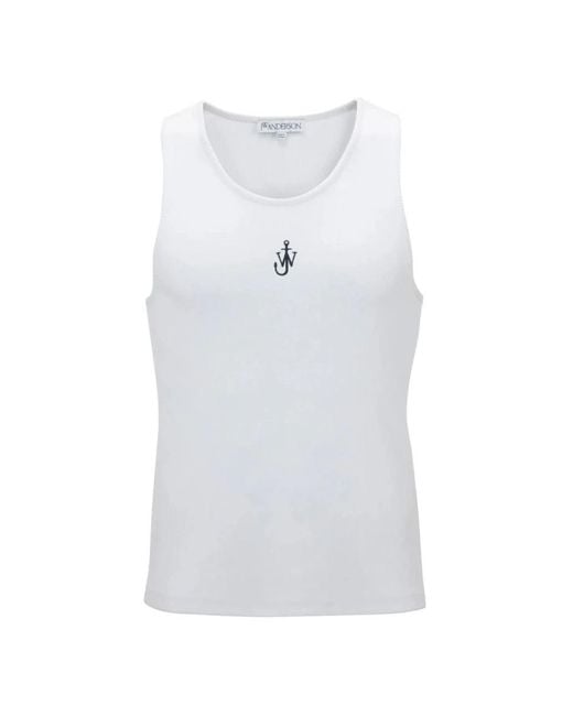 J.W. Anderson White Tank Top With Anchor Logo Embroidery for men