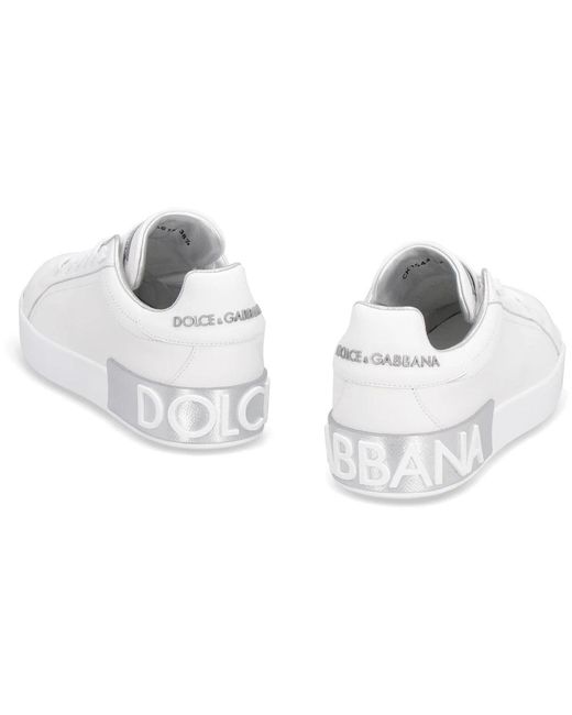 Dolce & Gabbana White Metallic leder low-top sneakers