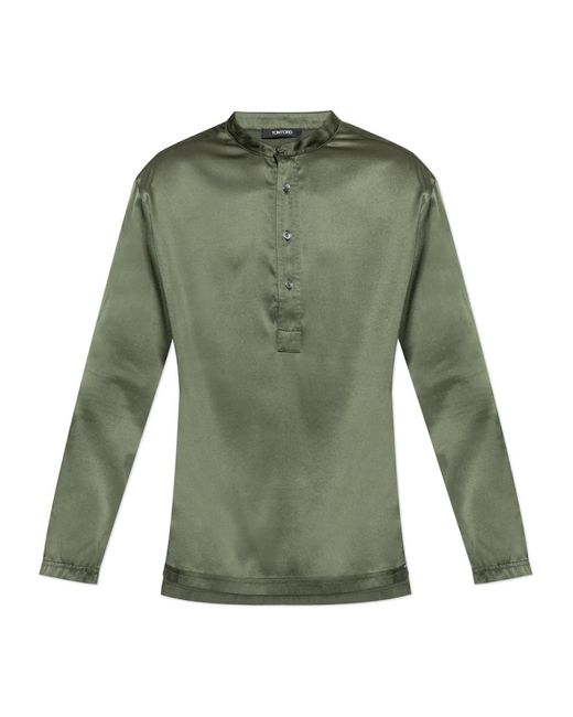 Tom Ford Nachtkleding ,Groen ,Satijn Pyjamashirt in het Green voor heren