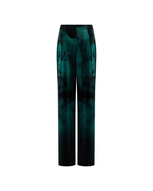 Alberta Ferretti Green Straight Trousers