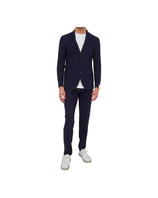 Eleventy Blue Single Breasted Suits for men
