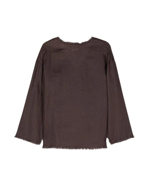 Blusa de lino con escote en v P.A.R.O.S.H. de color Brown