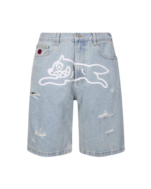 ICECREAM Blue Denim Shorts for men