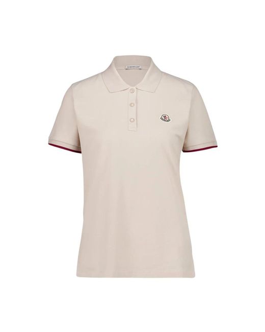 Moncler Logo Katoenen Piquet Polo in het Natural